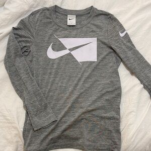Boys Nike Dri-Fit Gray Long Sleeve Shirt